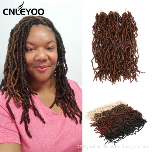 Brown Nu Lock Crochet Braiding Hair For Women 18 inch 24 inch Goddess Faux Locs Crochet Braids For Girls